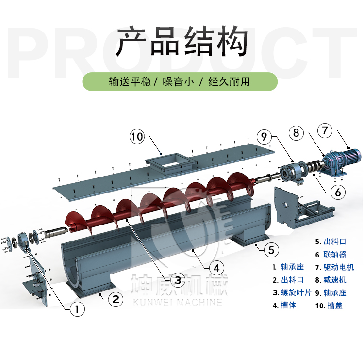 Kunwei Customized Twisted Dragon Conveyor Mine Spiral Conveyor for Environmental Protection Treatment Plant