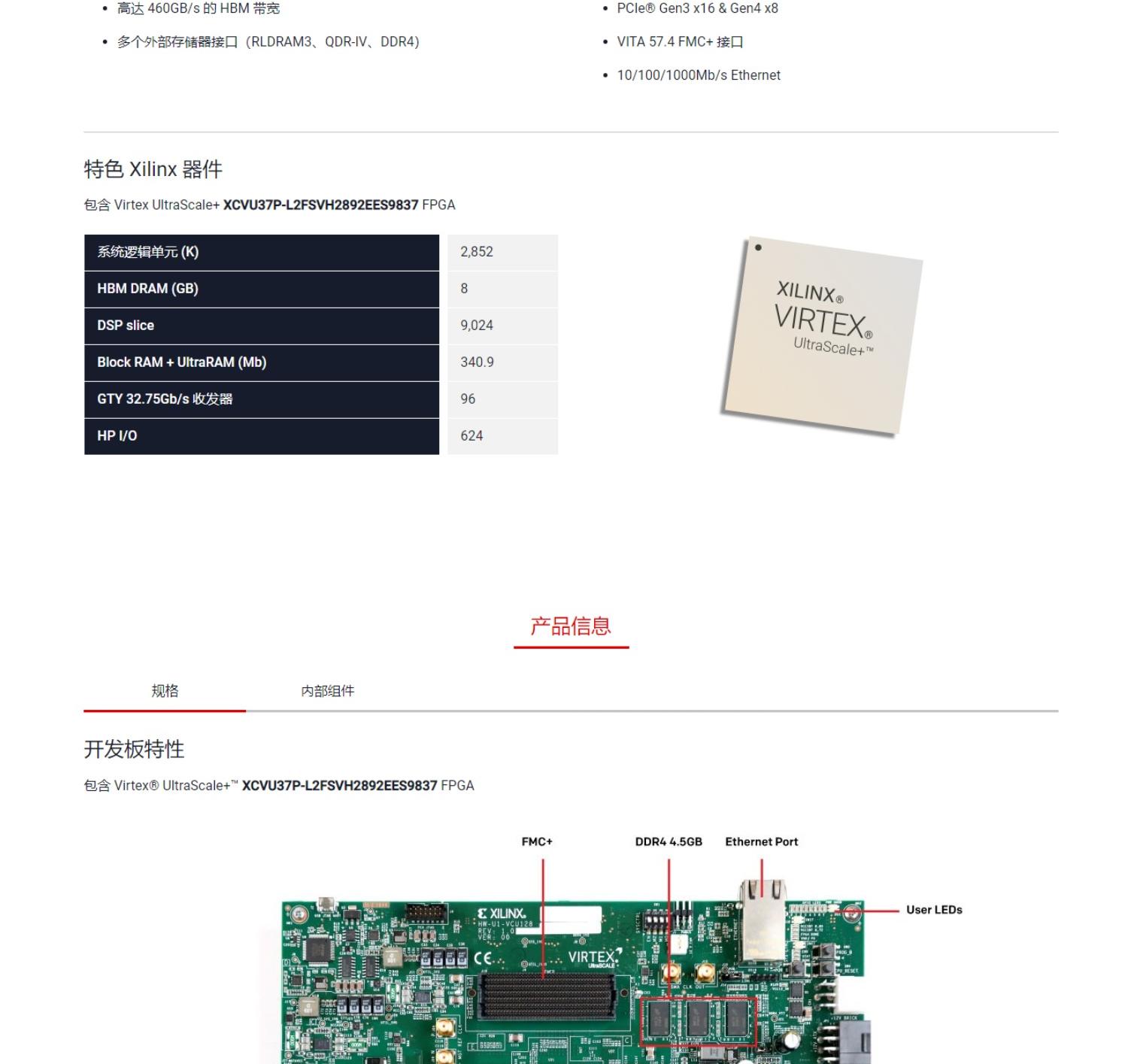 Xilinx Programmable Logic IC Development Tool Virtex UltraScale+HBM VCU128-G FPGA Evaluation Kit