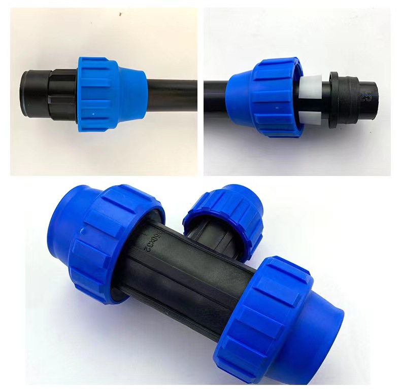 PE quick connect pipe fittings, non hot melt reducing tee elbow, quick connector, Guotai Haode