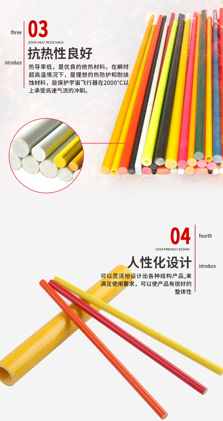 Glass fiber rod FRP round rod 1mm to 50mm color and diameter can be customized