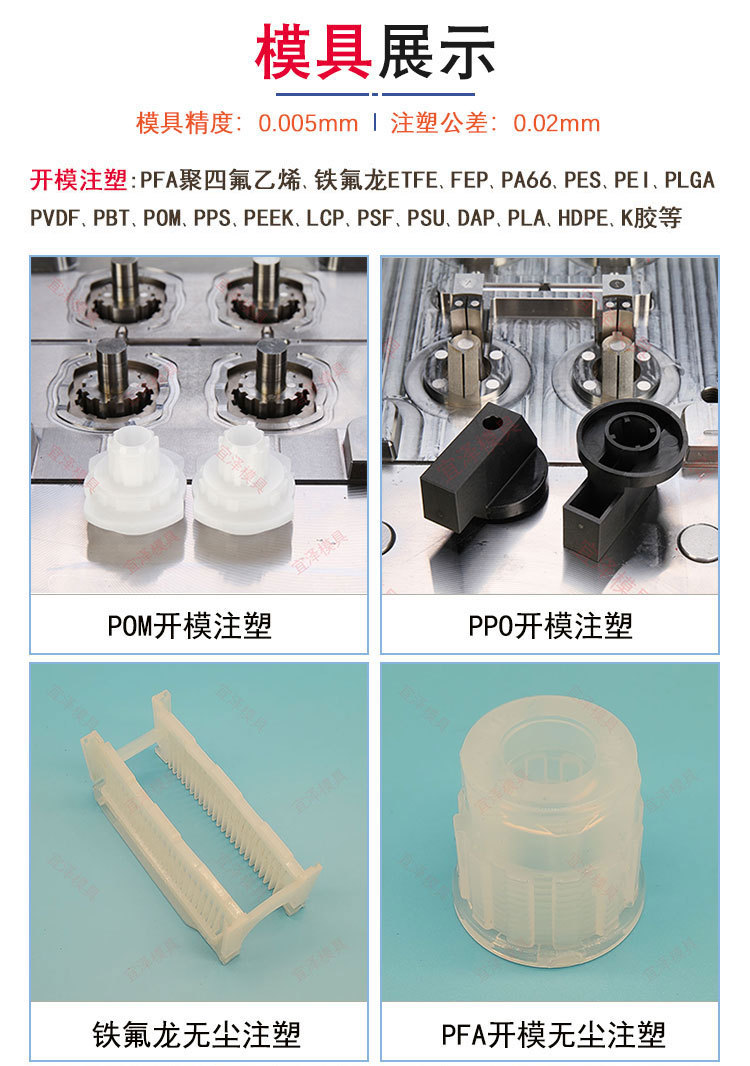 Customized PPO transmission parts mold injection PTFE ETFE PAR PEEK PEI Injection mold construction Yize