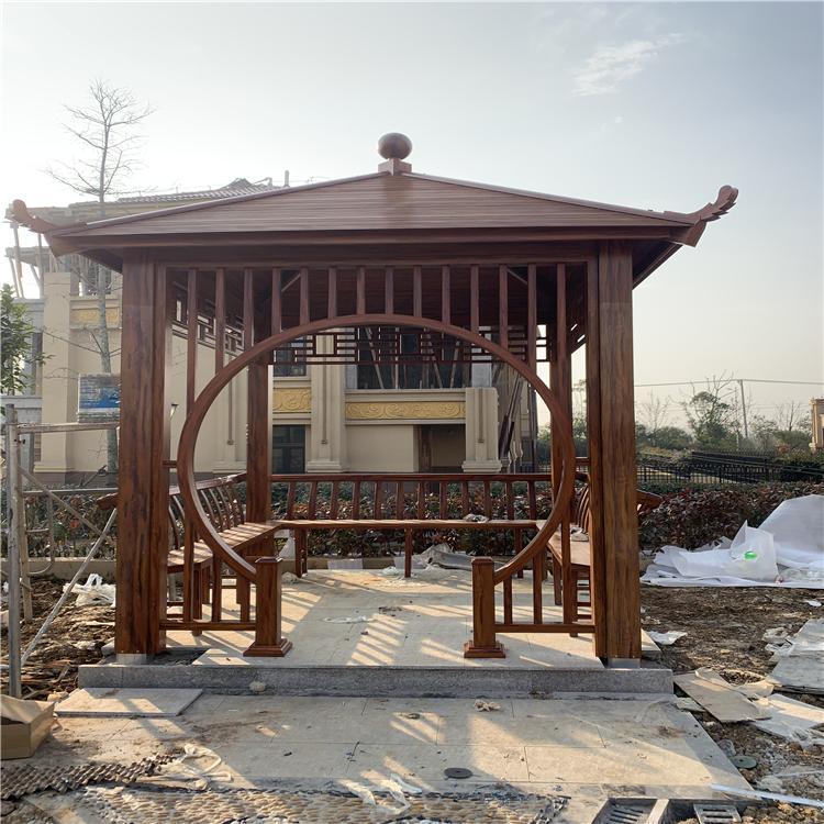 Garden landscape pavilion, imitation wood four-corner pavilion, Jinghua metal, mold-resistant material