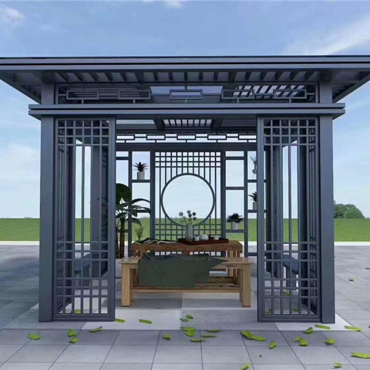 Garden landscape pavilion, imitation wood four-corner pavilion, Jinghua metal, mold-resistant material 2