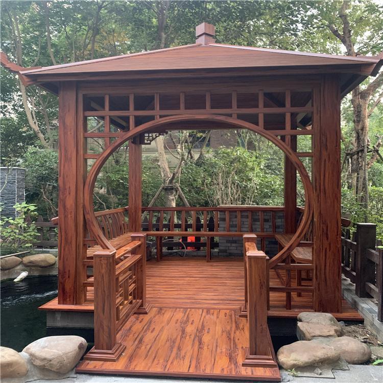 Garden landscape pavilion, imitation wood four-corner pavilion, Jinghua metal, mold-resistant material 5
