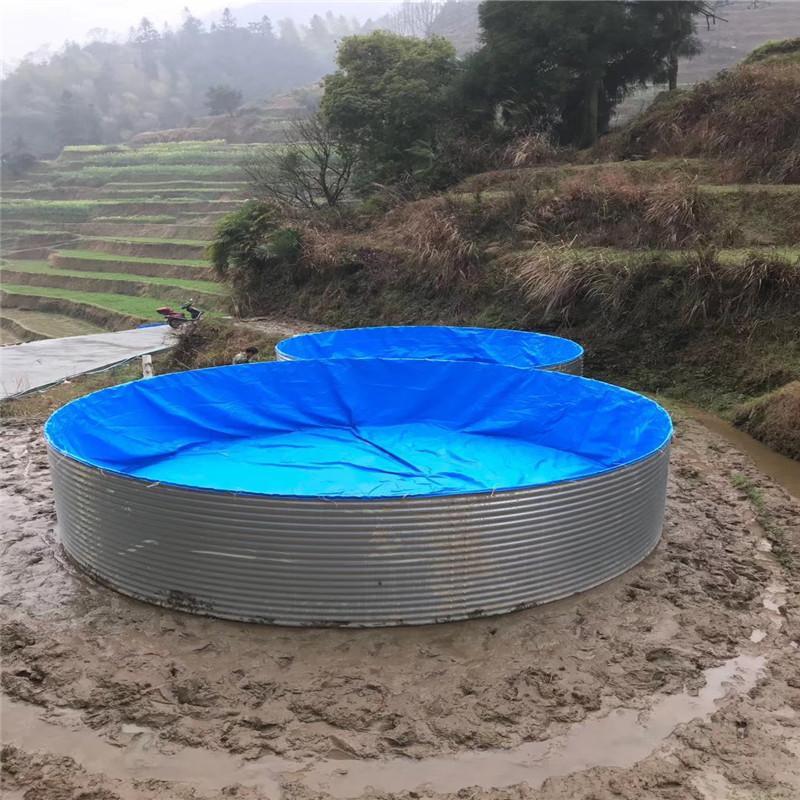 A New Type of Galvanized Sheet Canvas Aquaculture Tank with Stainless Steel Storage Buckets for Large Fish Ponds