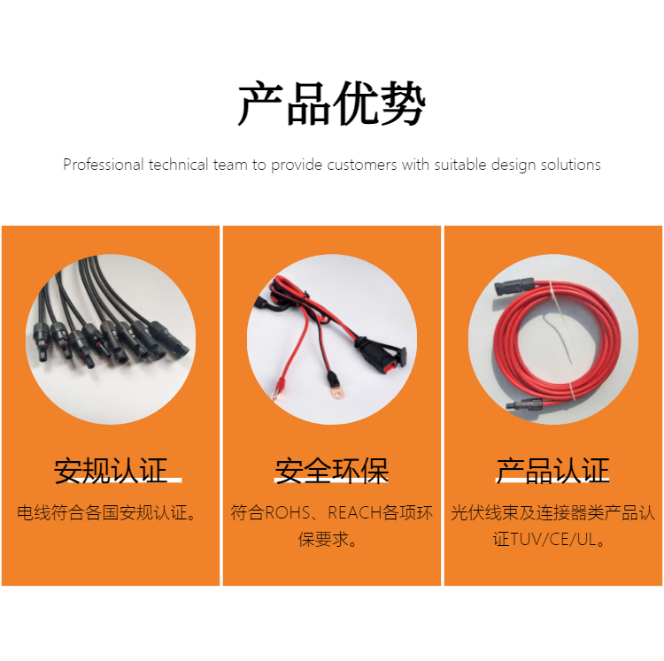 Solar photovoltaic connectors, tinned copper automotive wiring harnesses, PV1-F, various specifications