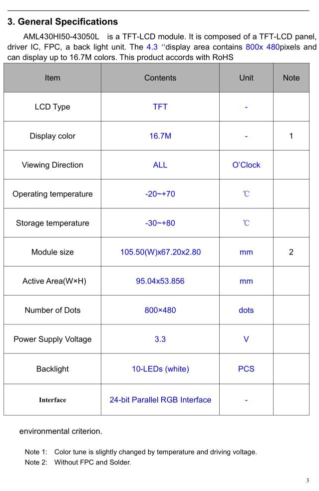 4.3 inch TFT liquid crystal display screen IPS type 800x480 brightness 500 RGB charged contact resistance