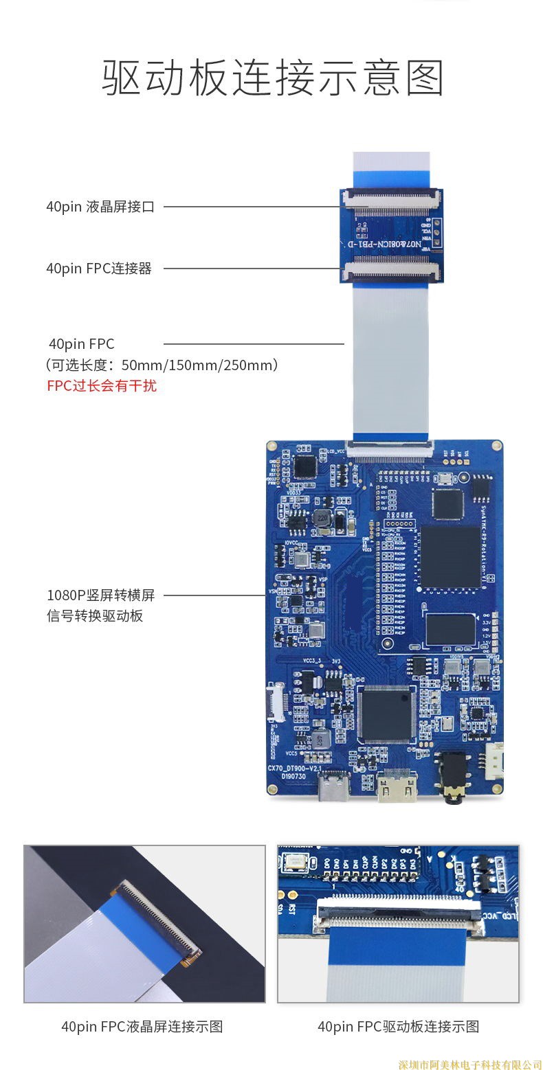 7.0-inch HDMI to MIPI vertical to horizontal screen adapter board 1200 * 1920 resolution compatible with various signal sources