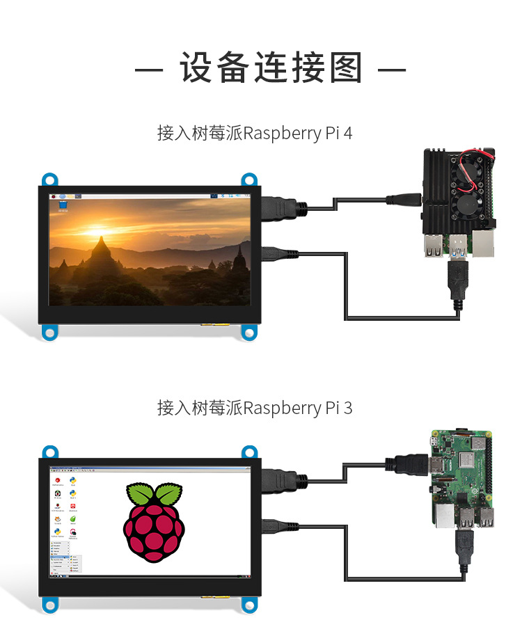 4.3 inch LCD display module, LCD screen, capacitive screen, touch display, HDMI adaptation, raspberry pie control board