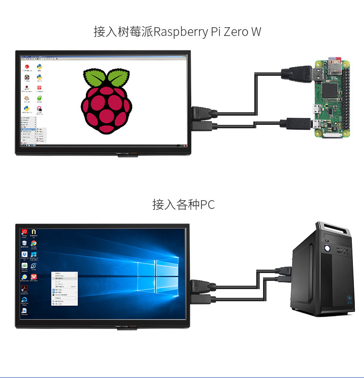 HD 10.1-inch capacitive touch screen LCD module HDMI interface DIY display IPS full view LCD screen