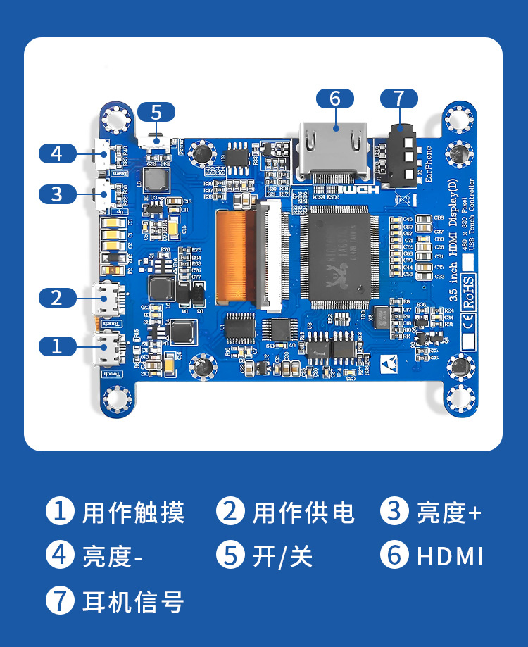 3.5-inch TFT resistive touch screen HDMI LCD module DIY raspberry pie display LCD color display screen