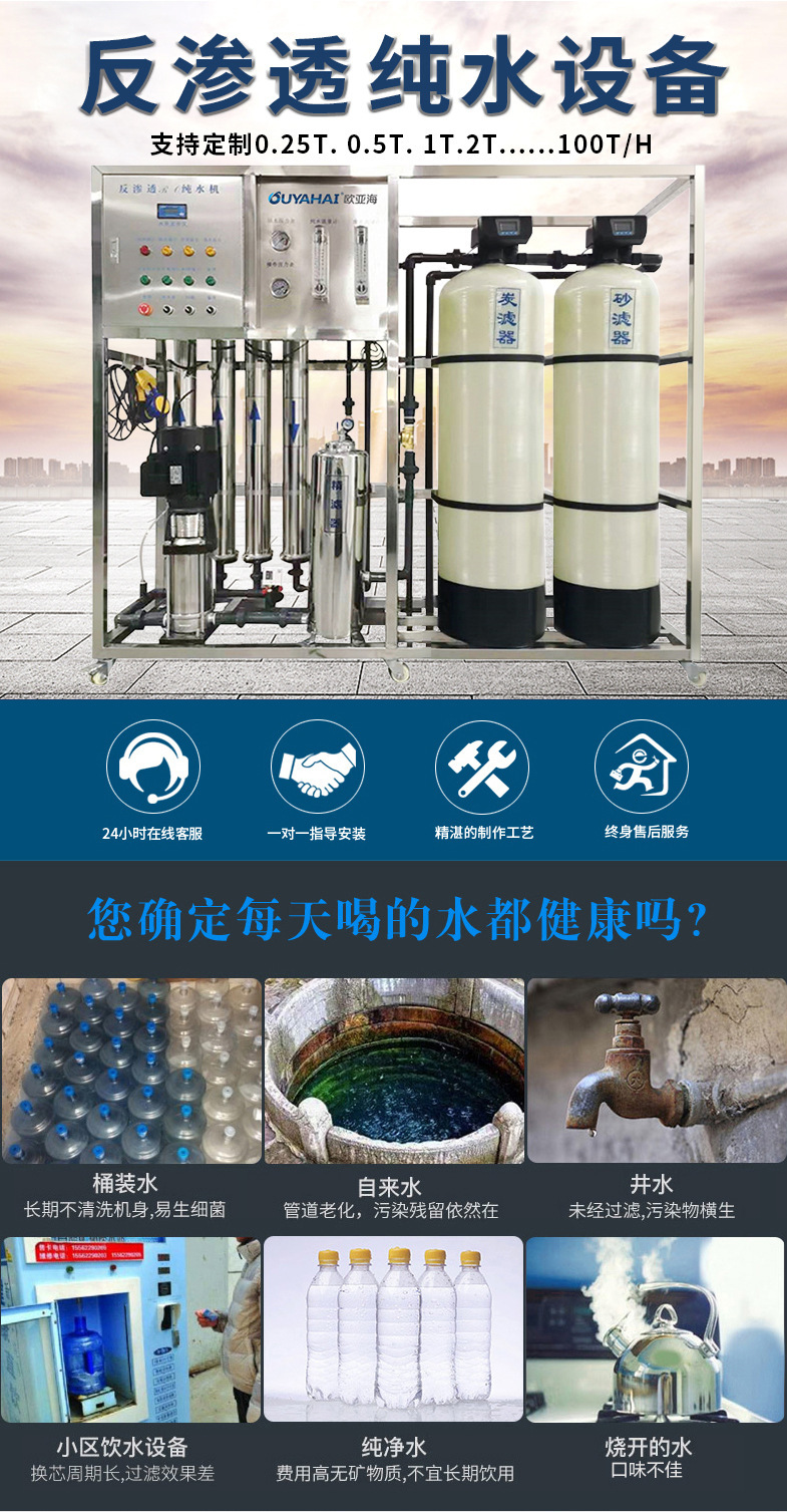 RO reverse osmosis water treatment equipment, groundwater industry, food and cosmetics, pure water equipment, boiler softening water equipment