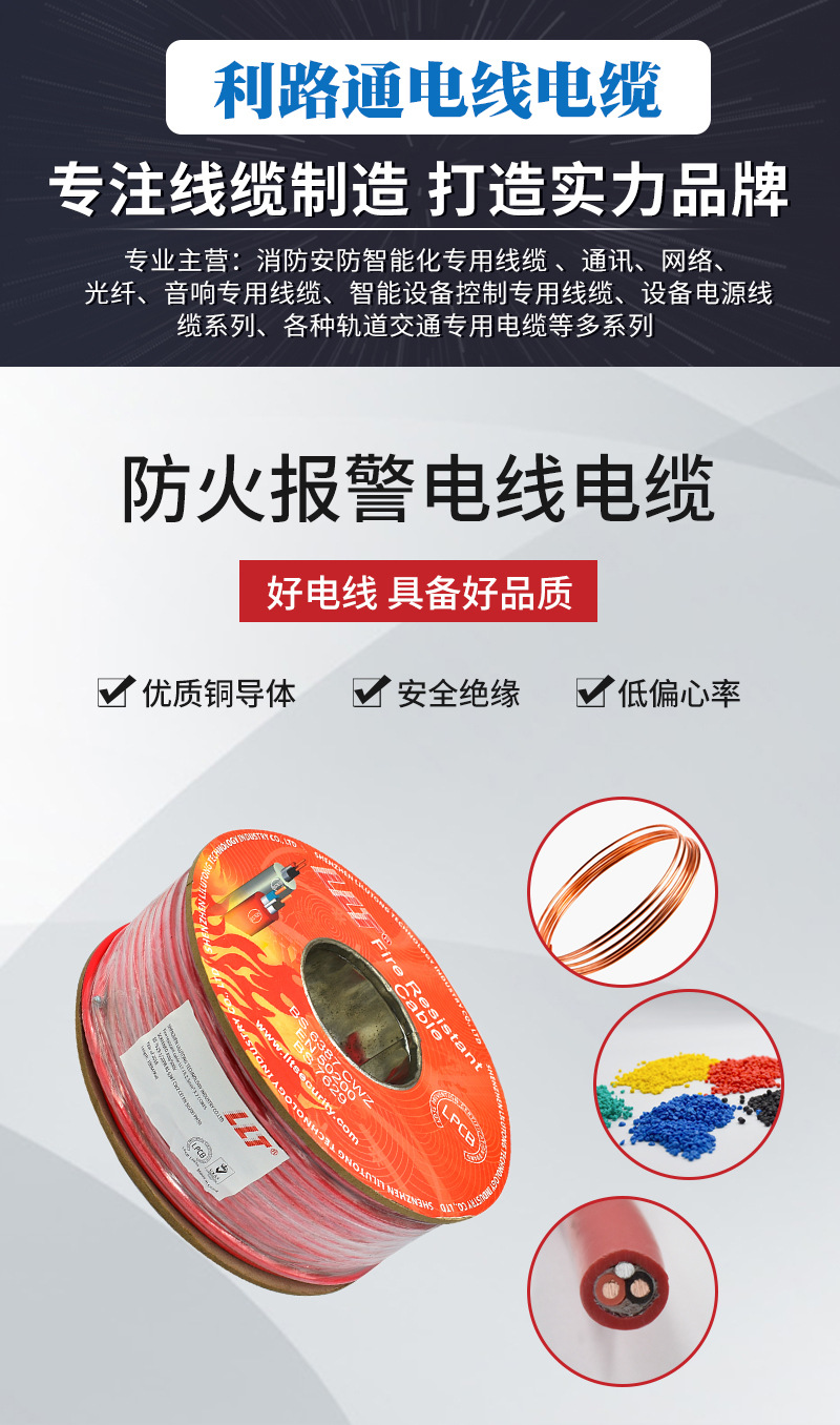 Lilutong English Standard LPCB Fireproof Cable 2 3 4 core 1.0 1.5 2.5 4 square meter Fire Alarm Line