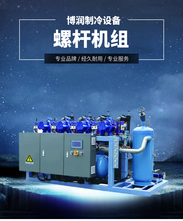 Borun Refrigeration adopts a semi enclosed low-temperature screw compressor unit HSN6461-50 in parallel with a water-cooled storage unit