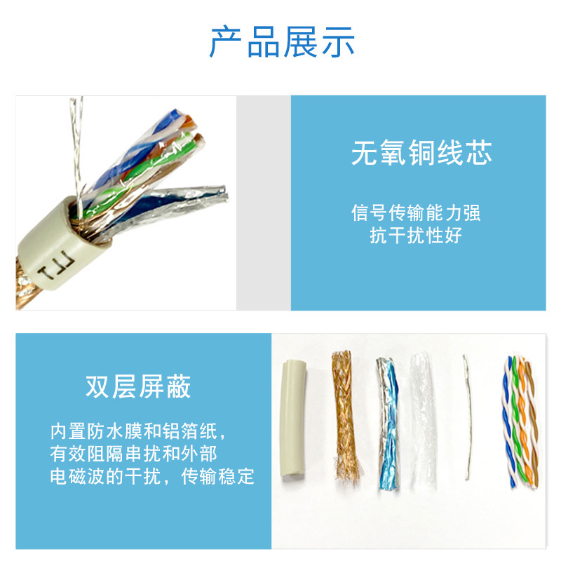 Lilutong Super Class 5 Double Shielded Network Cable Oxygen-free Copper POE Cable Cat5e Four Pair Eight Core Twisted Pair