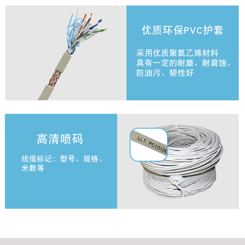 Lilutong Super Class 5 Double Shielded Network Cable Oxygen-free Copper POE Cable Cat5e Four Pair Eight Core Twisted Pair