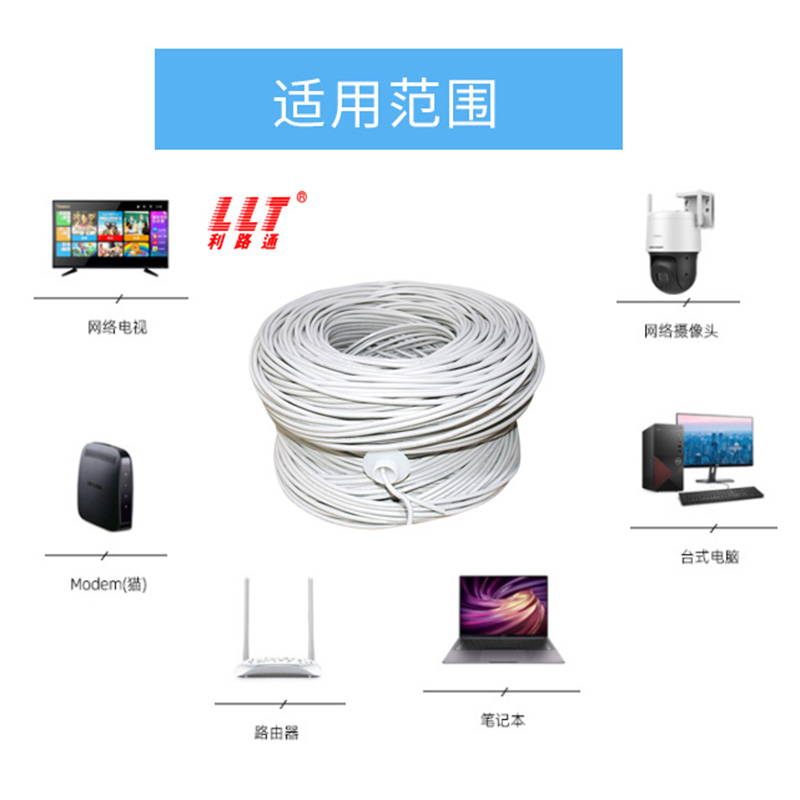 Lilutong Super Class 5 Double Shielded Network Cable Oxygen-free Copper POE Cable Cat5e Four Pair Eight Core Twisted Pair