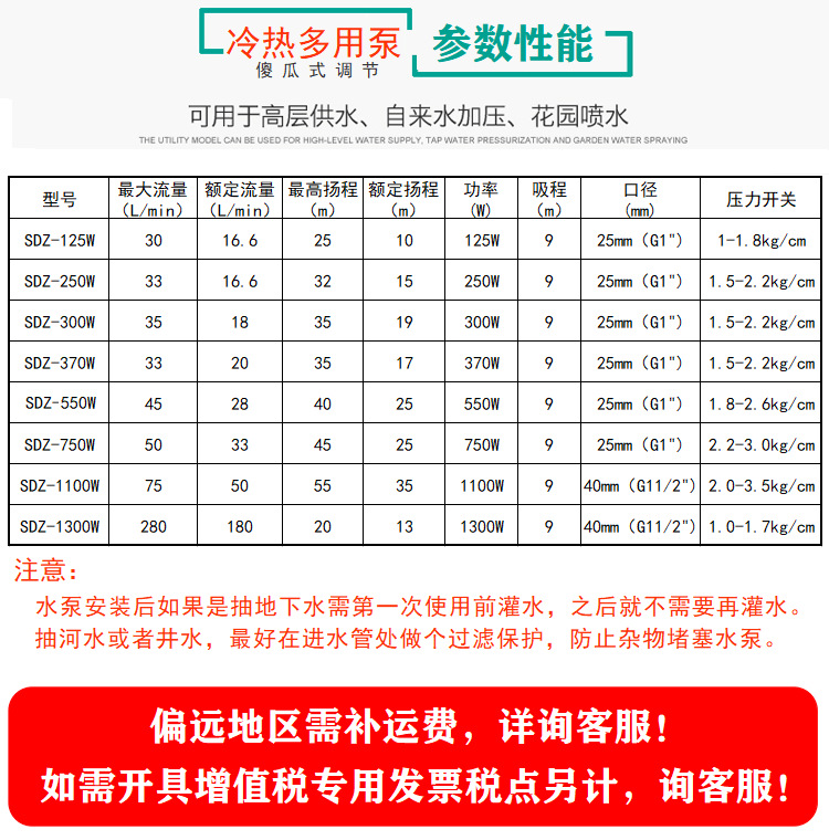 Sadang Self priming Pump Household Fully Automatic Tap Water Booster Pump Pipeline Pump Booster Pump 220V Small Pumping