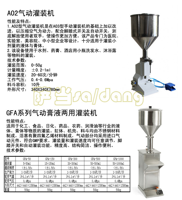 Sardang Honey Toothpaste Douban Sauce Shampoo Shower Gel Filling Machine Stainless Steel Filling Machine