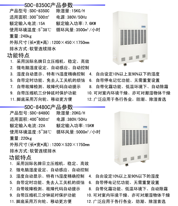 Industrial dehumidifier, high-power basement dehumidifier, warehouse dehumidifier, workshop dehumidifier, household dehumidifier