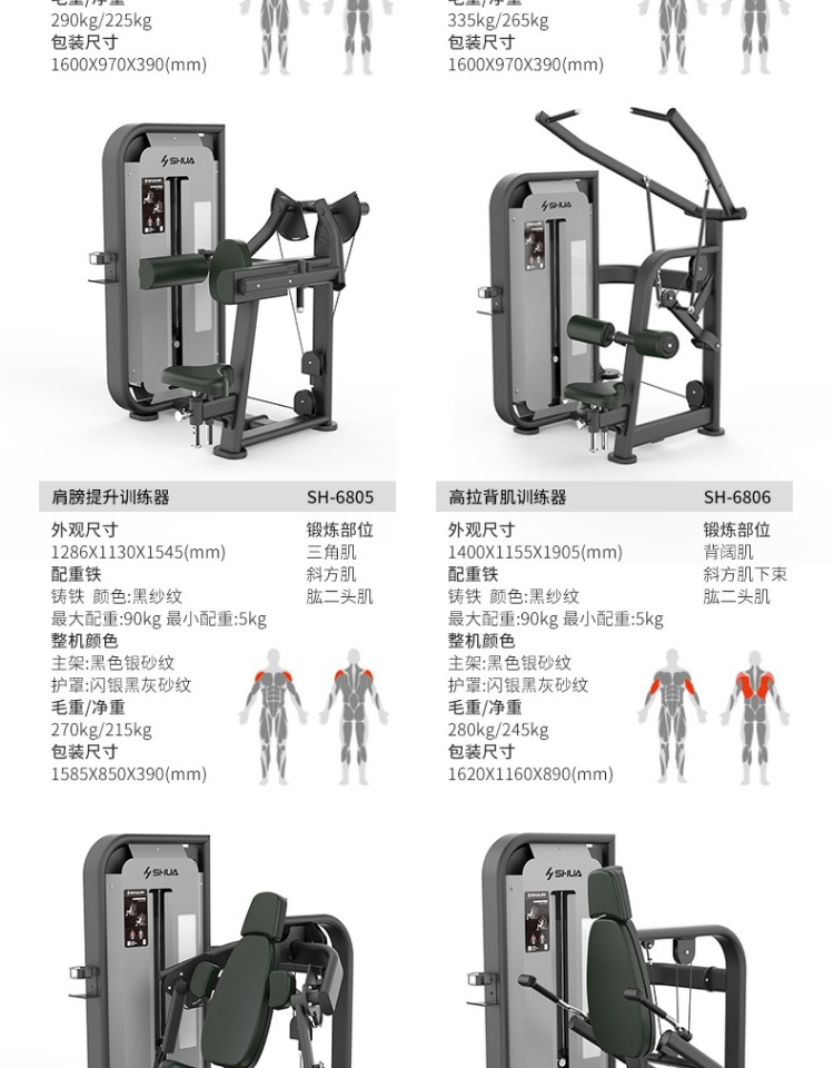 Shuhua Gym Strength Equipment Sitting Shoulder Pushing Trainer Fitness Club Private Teaching Fitness SH-6804