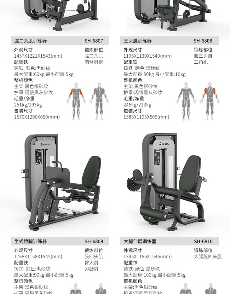 Shuhua Gym Strength Equipment Sitting Shoulder Pushing Trainer Fitness Club Private Teaching Fitness SH-6804