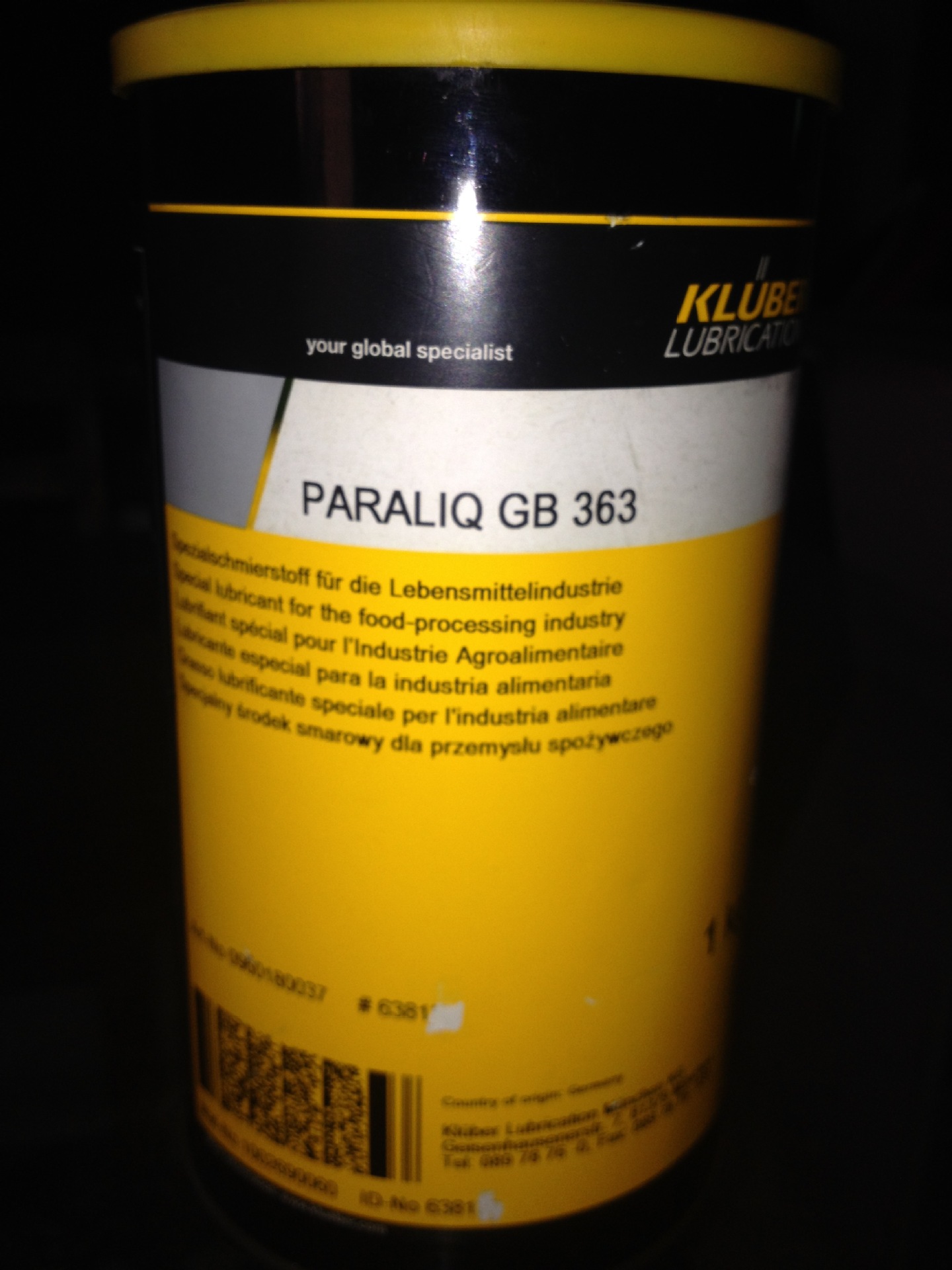 克鲁勃食品级脂 2号 KLUBER PARALIQ GB363 食品级润滑脂