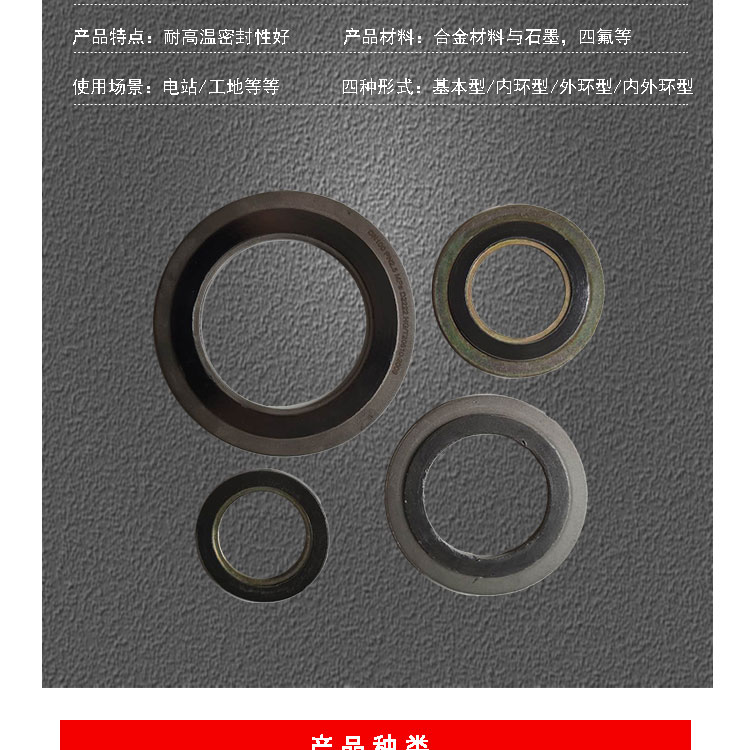 Hongsheng Metal Gaskets Stainless Steel Ring Gaskets Internal and External Spiral Wound Gaskets Support Customized 20610-2009 PTFE