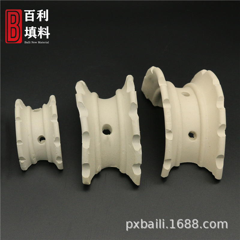 Baili Supply 50mm Different Saddle Ring Ceramic Filler for Water Treatment Chemical Tower Filler Ceramic