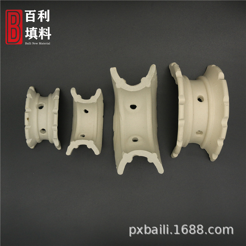 Baili Supply 50mm Different Saddle Ring Ceramic Filler for Water Treatment Chemical Tower Filler Ceramic