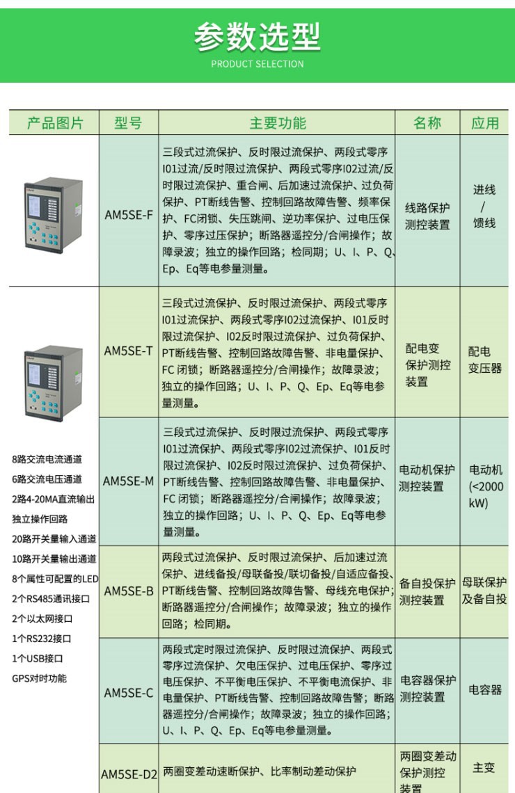 Ankorei AM5SE microcomputer comprehensive protection and measurement device inverse time overcurrent/overload protection alarm