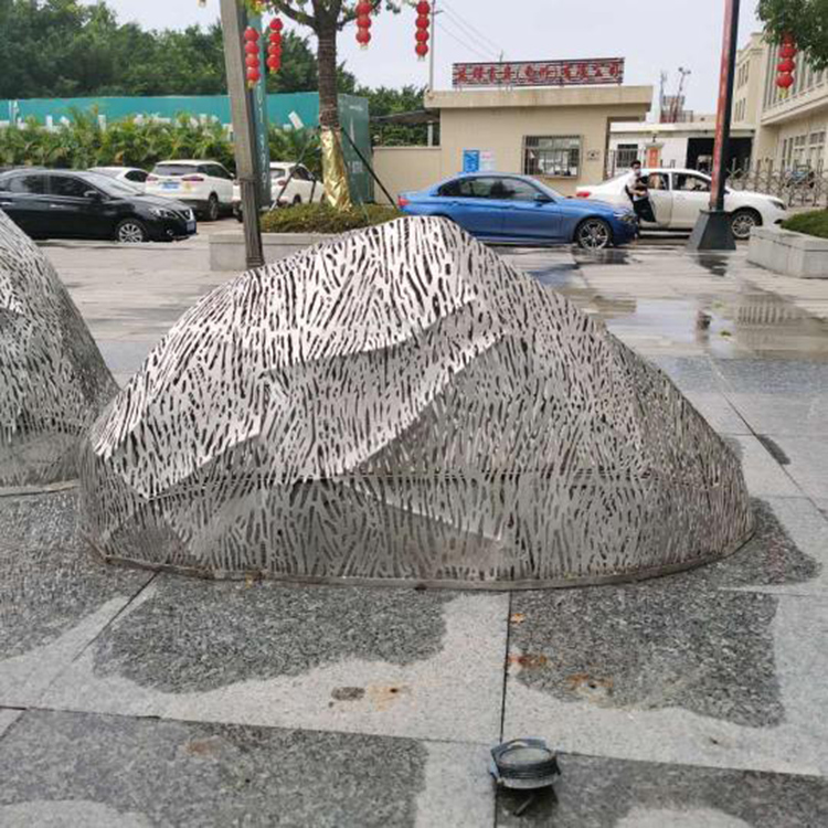 不锈钢镂空雕塑广场发光大型城市景观摆件定做 抽象水景装饰雕像