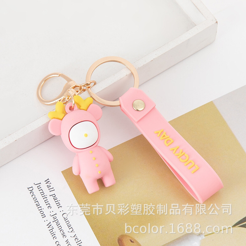 Customized car keychain, soft rubber, PVC gift, cartoon, 3D three-dimensional design, low cost factory