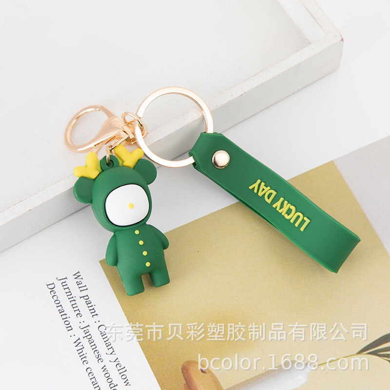 Customized car keychain, soft rubber, PVC gift, cartoon, 3D three-dimensional design, low cost factory