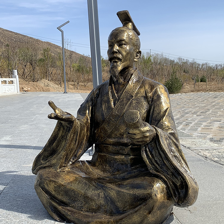 凡越园林 玻璃钢仿铜人物雕塑定制 园林景观 现货
