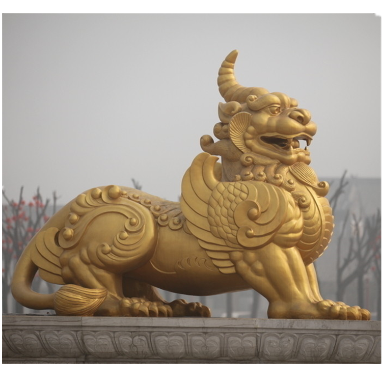 Landscape Sculpture Large Pixiu Unicorn Processing Customized Zhongzhong Copper Carving