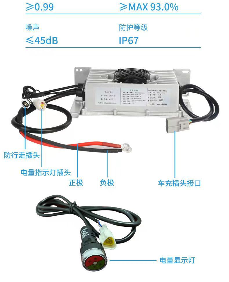 Electric trike four-wheel vehicle electric vehicle charger 60V72V100AH new energy lithium battery charger