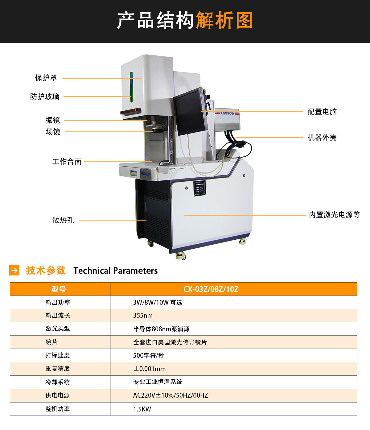 Fully automatic ultraviolet laser marking machine for medical catheters, laser marking of medical instruments, lettering