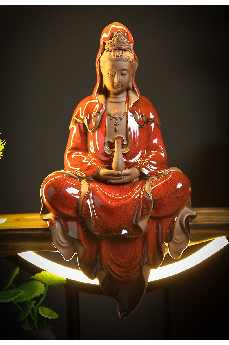 Zen Chinese style backflow incense burner, home indoor incense burner, living room, porch, office, clean bottle, Guanyin creative decoration