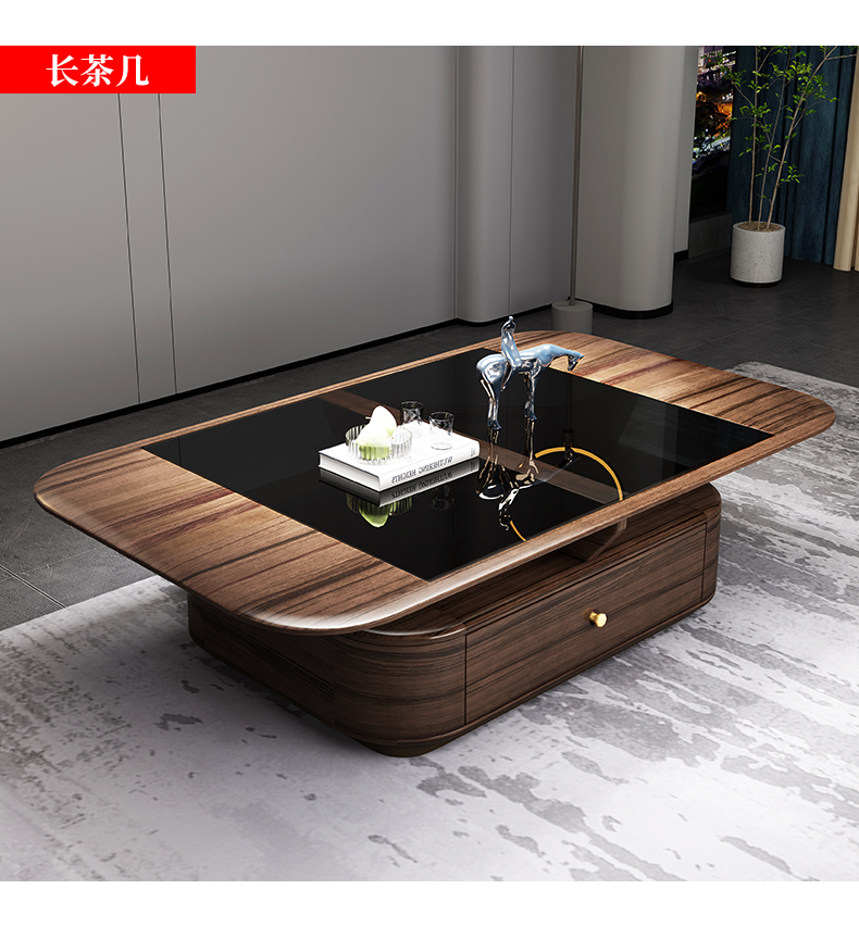 Ebony solid wood TV cabinet, coffee table combination, scalable modern light luxury, simple film and television cabinet, living room side cabinet, and floor cabinet