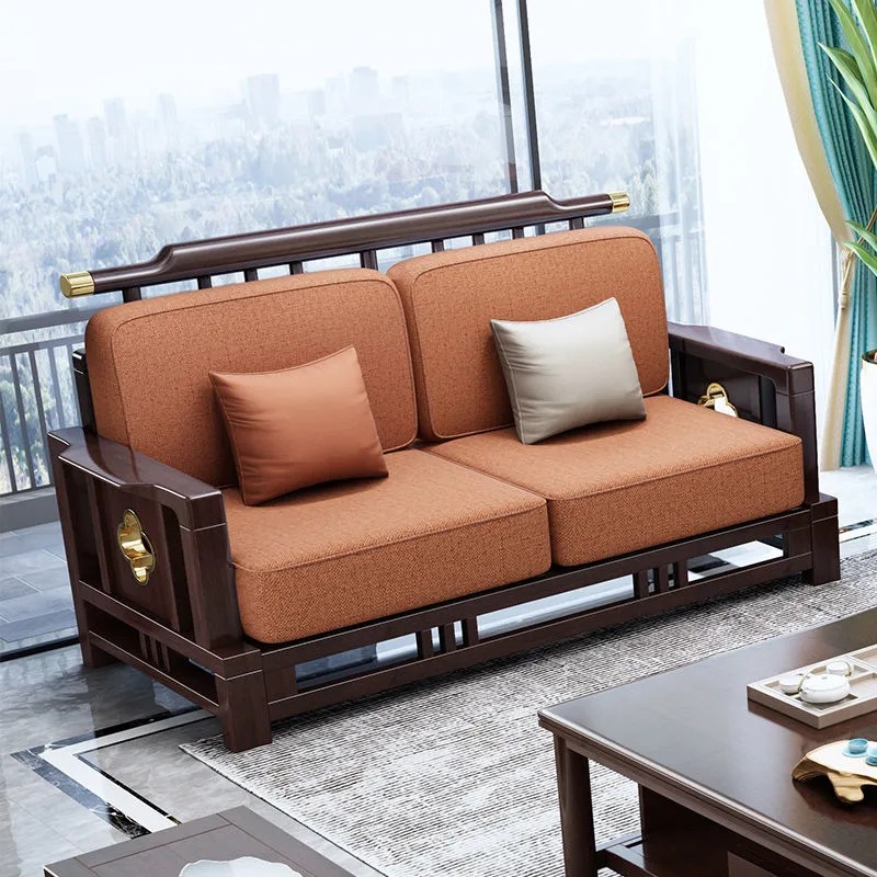 New Chinese style sofa, classical light luxury, Zen style living room furniture, simple, all solid wood fabric sofa combination manufacturer wholesale