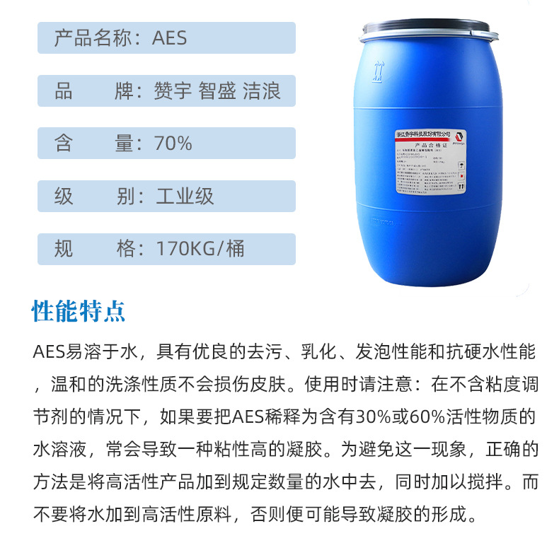 Supply of Zanyu Zhisheng AES fatty alcohol polyoxyethylene ether sodium sulfate detergent raw material surfactant