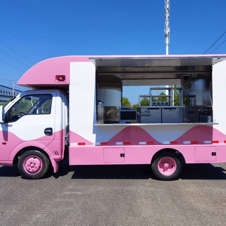 福田移动熟食车 户外冰淇淋摆摊车 小吃售卖制作出摊车