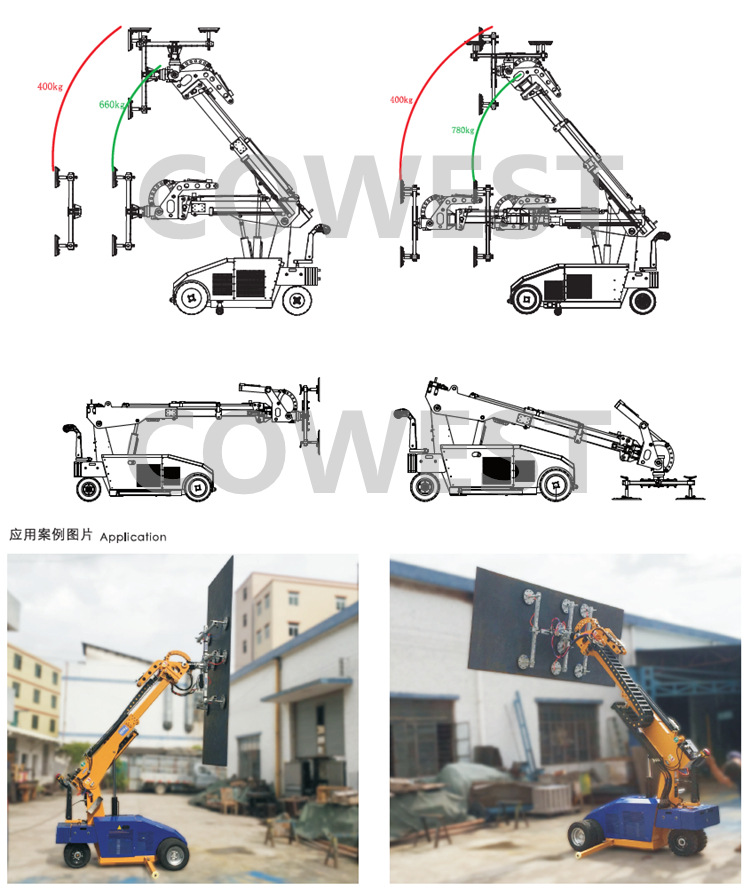 Functional glass mechanical installation vehicle, stone suction plate, electric flipping and rotating vacuum handling, suction cup mechanical vehicle, 800KG