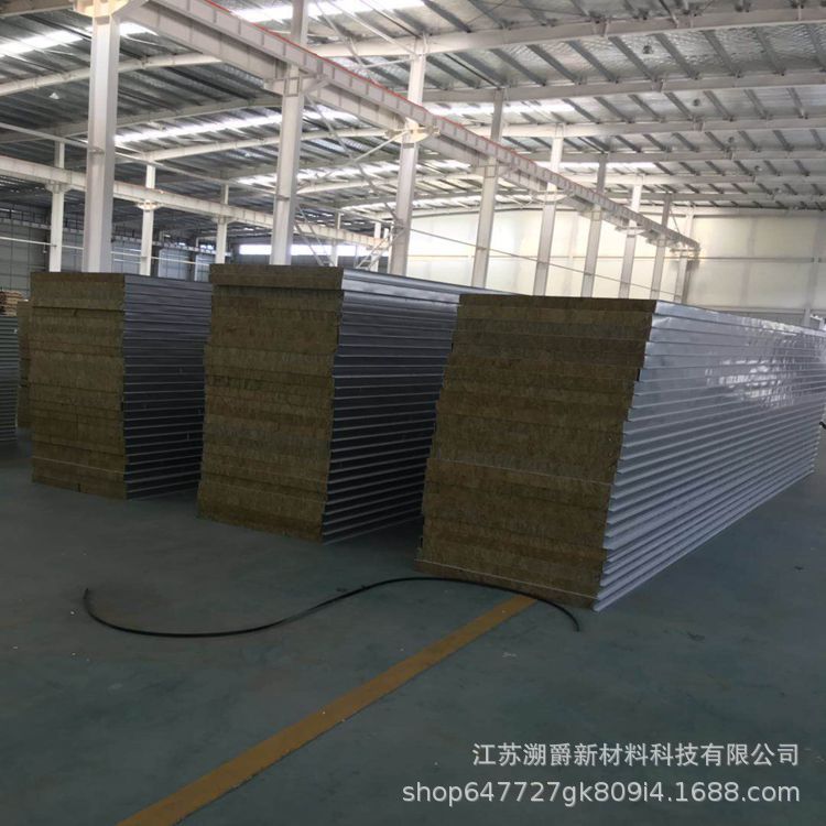 Manufacturer provides purified rock wool sandwich panels with double-sided color steel exterior wall mechanism composite sandwich panels