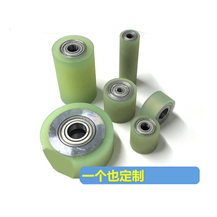 聚氨酯包胶轮PU双轴承无动力滚筒耐磨胶辊托辊输送带包胶滚轮定制