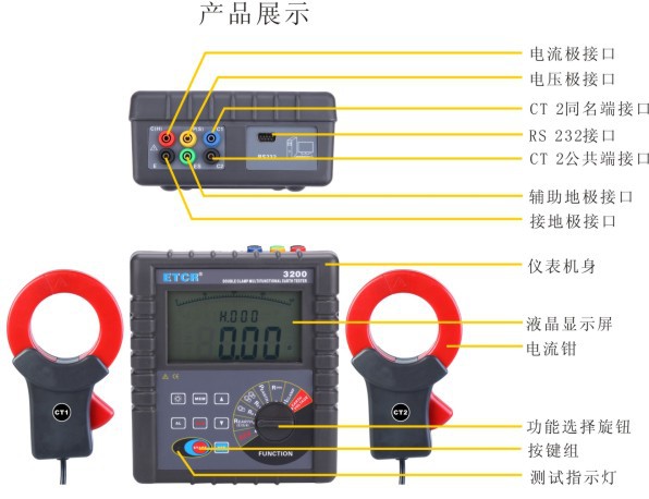 ETCR3200双钳接地电阻测试仪/多功能双钳接地电阻表/接地电阻