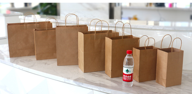 Factory spot Kraft paper handbag shopping gift bag take out packaging bag kraft paper bag customized