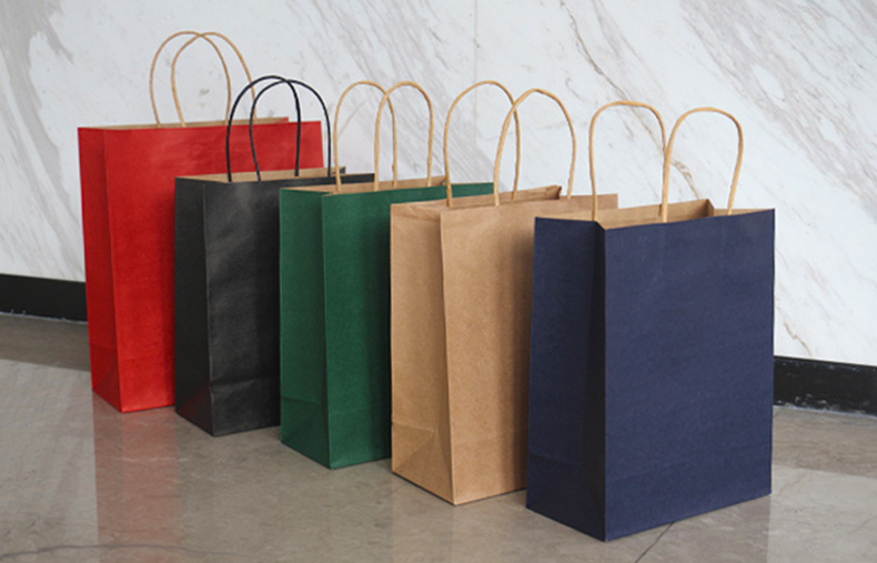 Factory spot Kraft paper handbag shopping gift bag take out packaging bag kraft paper bag customized