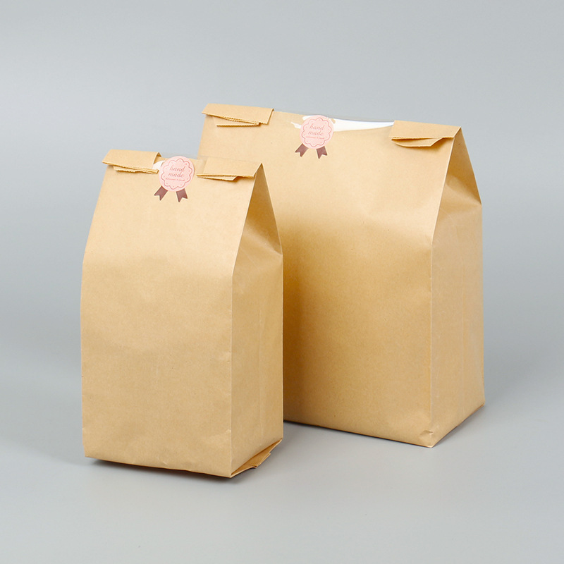 Spot sharp bottom food paper bag packaging bag baking bread bag window opening kraft paper bag manufacturer